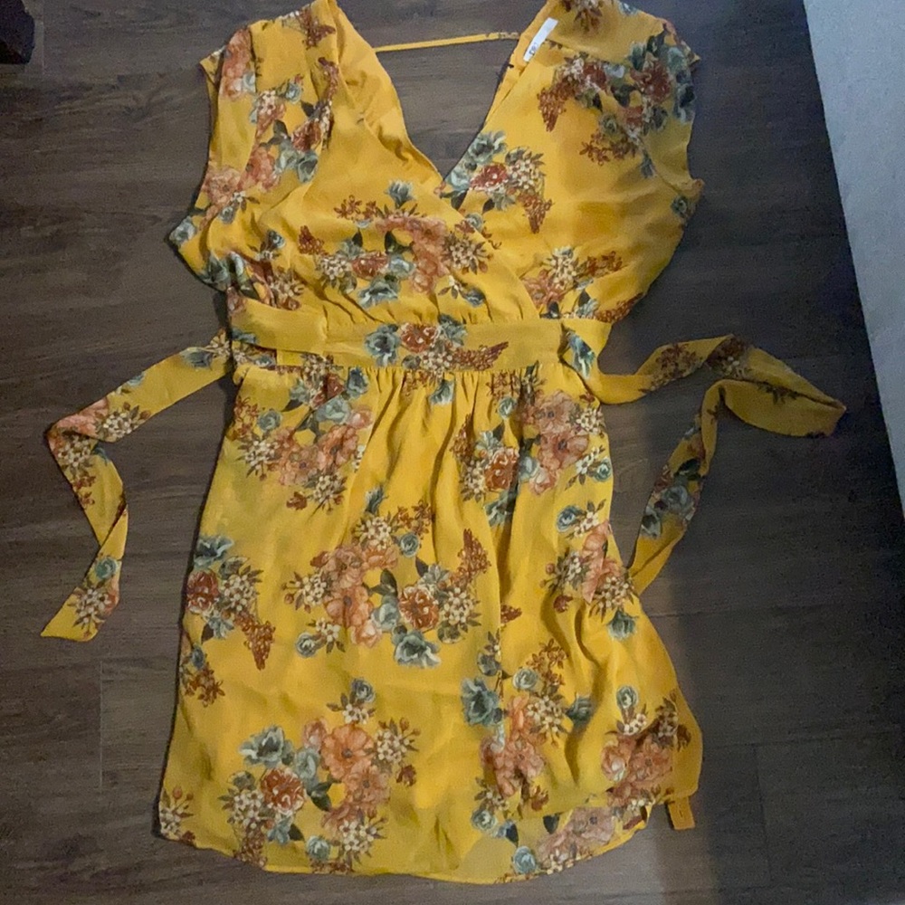 Floral mustard yellow dress